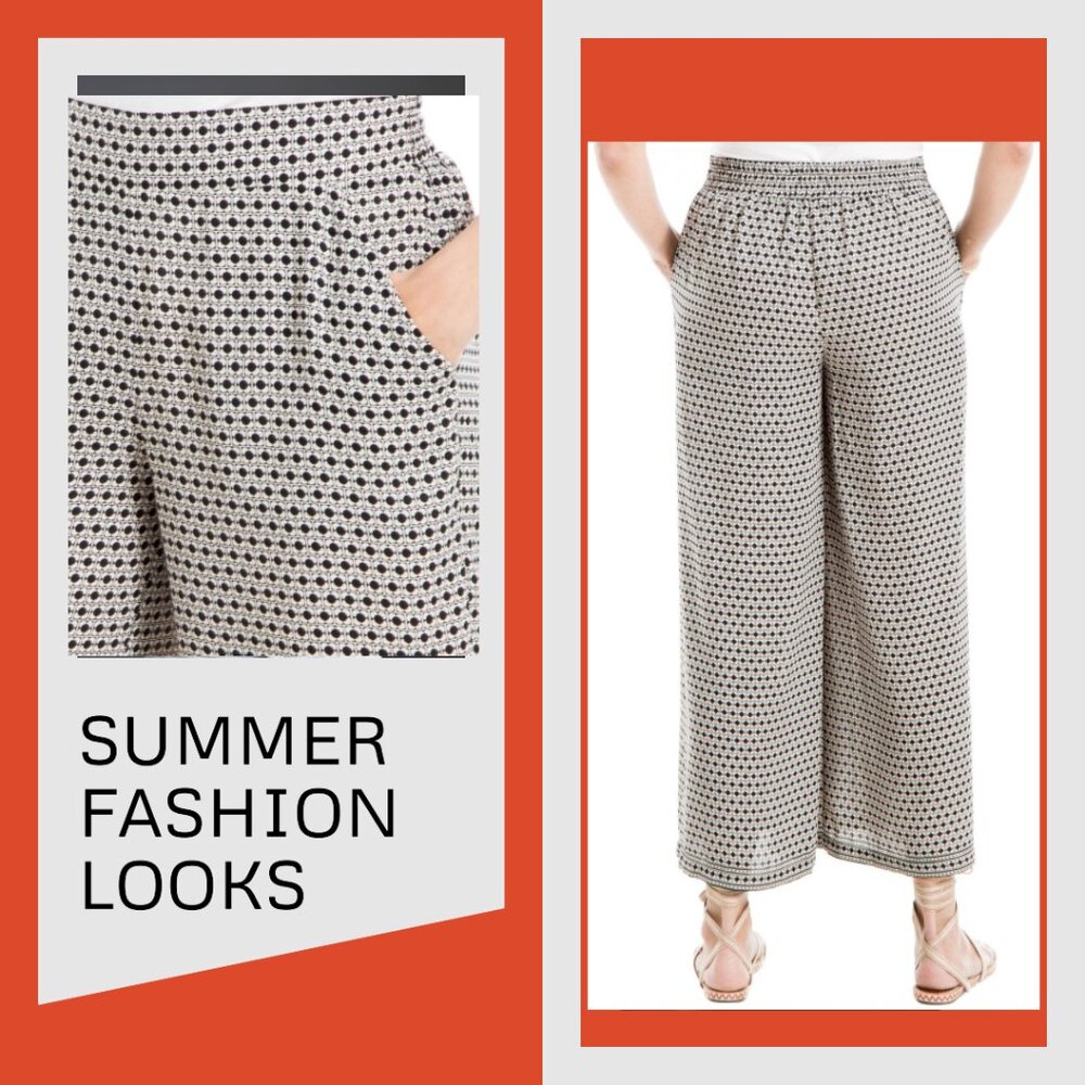 MAX Studio Palazzo Pants, Geo design, cropped. size Large